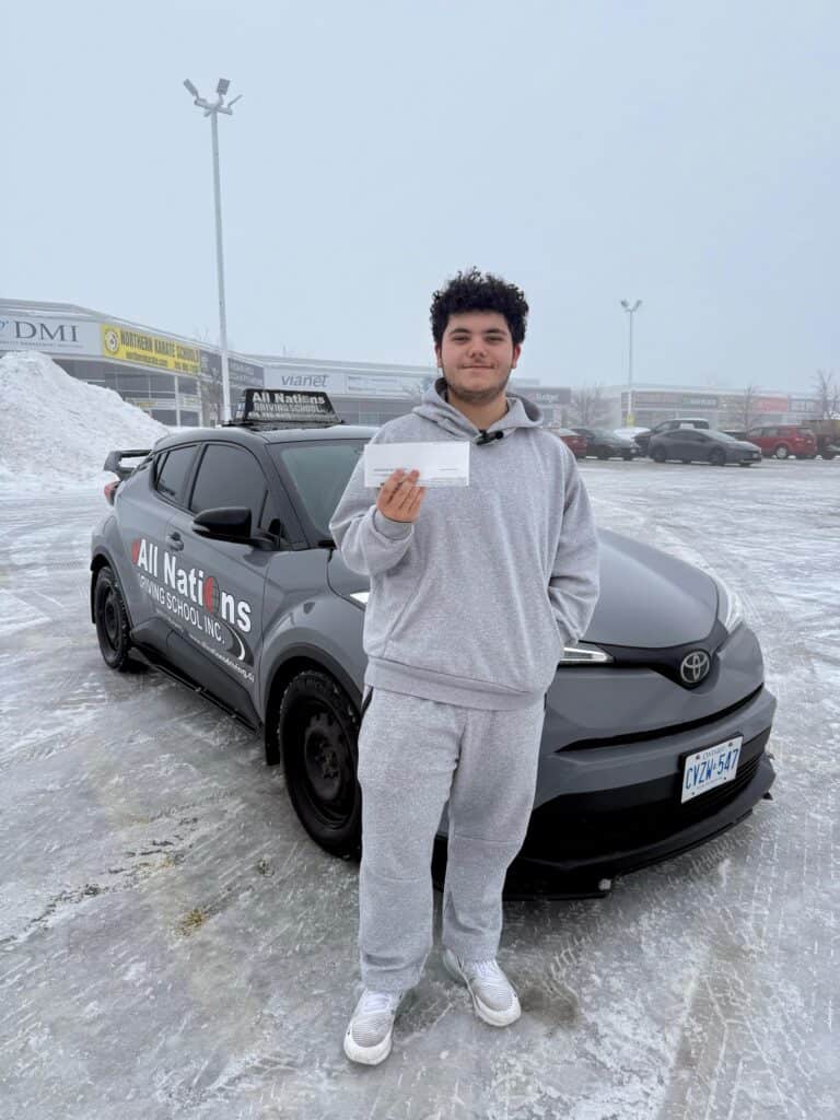 Driving instructor teaching parking techniques